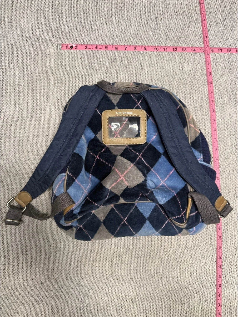 Juicy Couture Argyle Pattern Velvet Mini Backpack